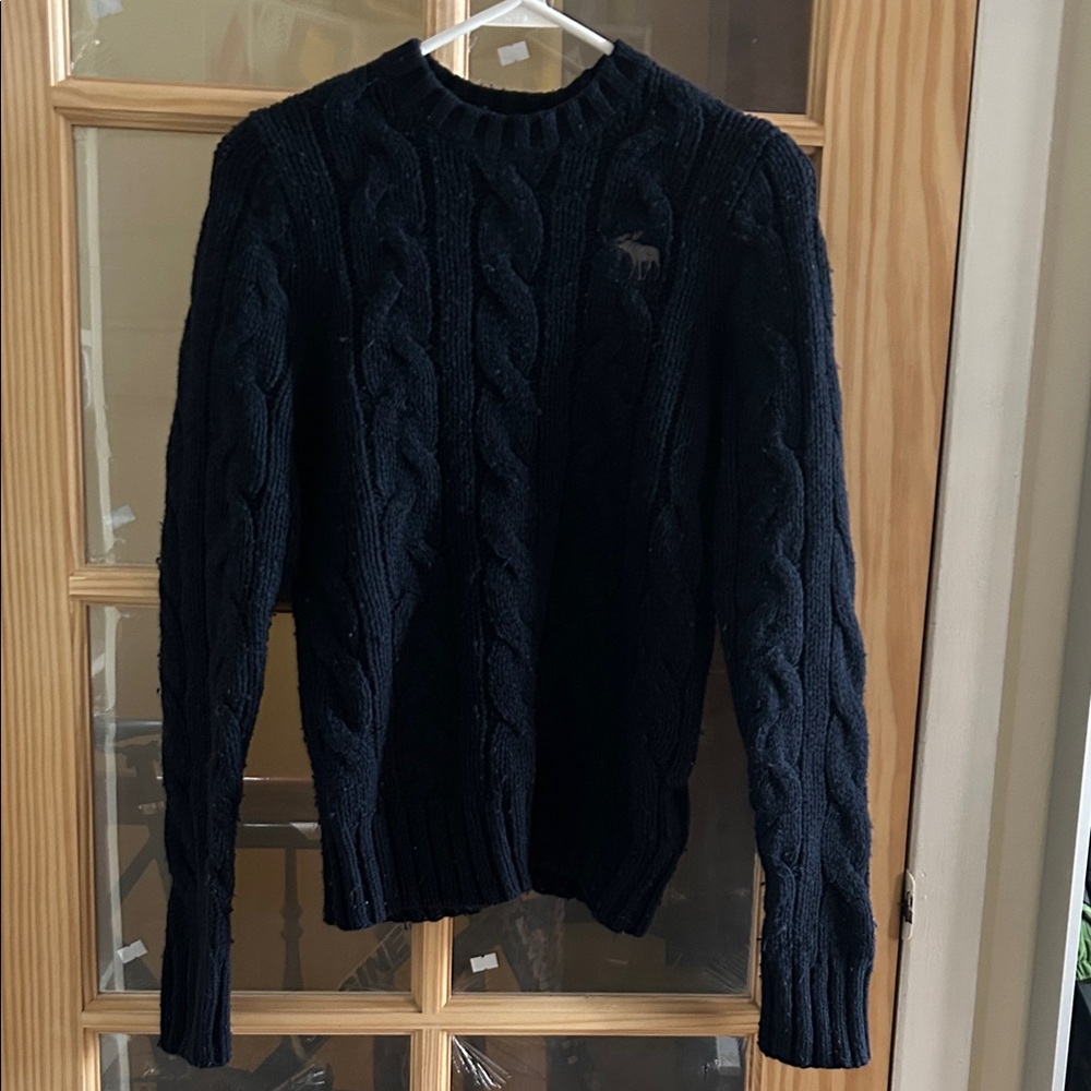 Abercrombie & Fitch Dark Blue Cable Knit Crewneck Sweater